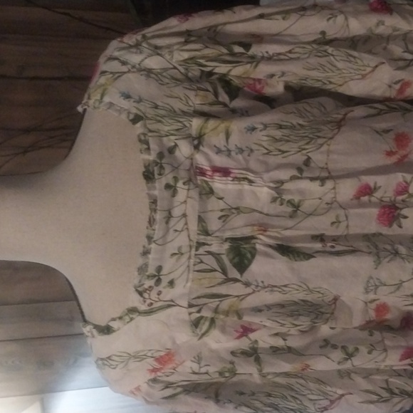 Rachel Zoe Linen Blend Peasant Romantic Foral Print Top Blouse Tunic Button Down - Picture 4 of 9